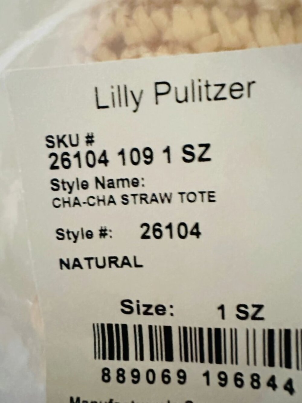 Lilly Pulitzer Straw Tote Handbag NIP Neon Tassel Charm - Picture 2 of 6